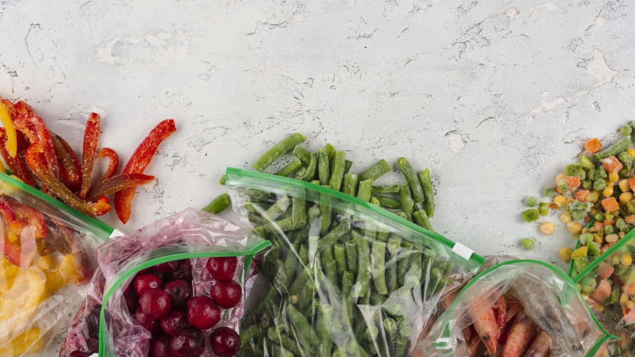 Assortment of frozen food ingredients
