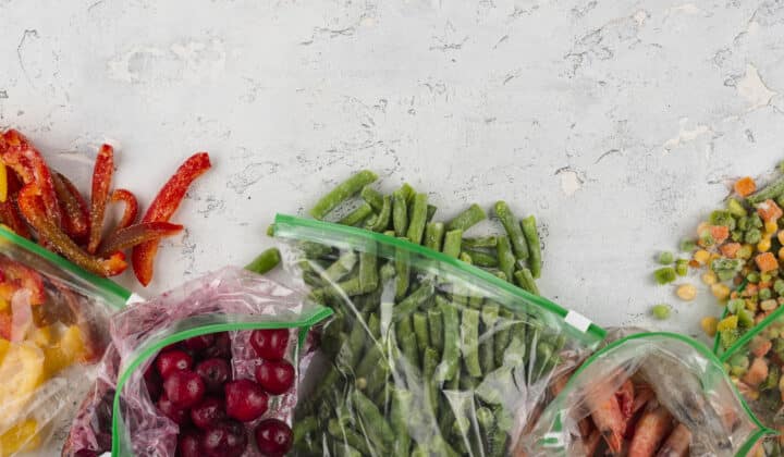 Assortment of frozen food ingredients