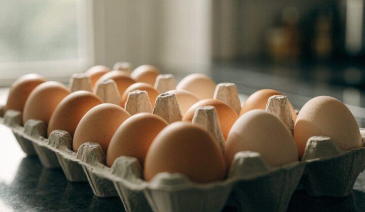 Fresh eggs in their original carton